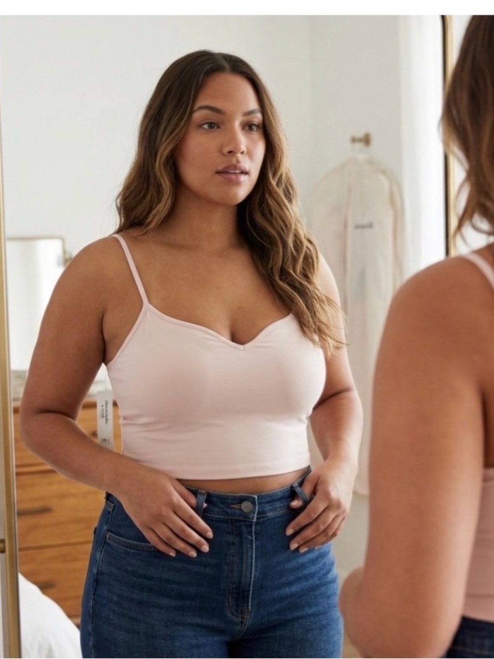 Abercrombie & Fitch Ponte Sweetheart Crop Top - Light Pink - Size XL - NWT